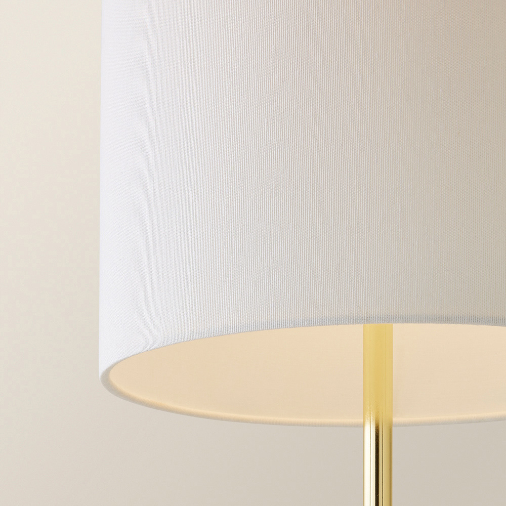 ValueLights Esme Linen Tall Lamp Shade Ceramic Table Base Midi LED Floor Lamp Image 3