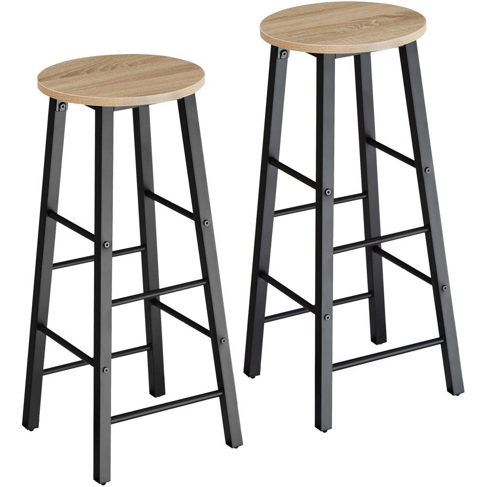 tectake Keynes Light Wood Oak Sonoma Set of 2 Bar Stool Image 2