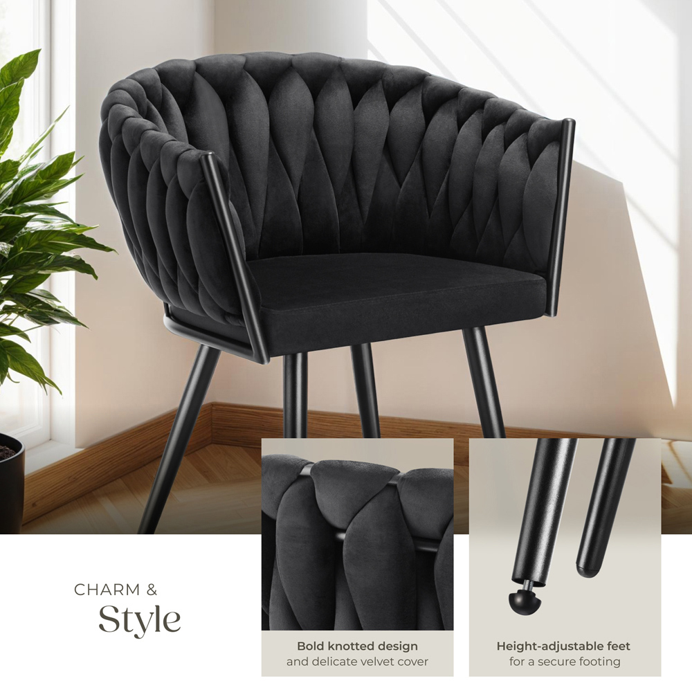 Tectake Astana Set of 6 Black Dining Chair Image 3