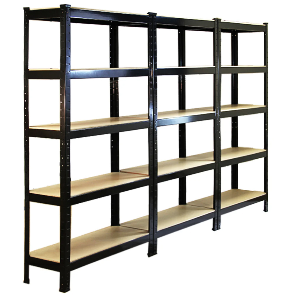 Monster Racking T-Rax Heavy Duty Black Shelving Unit 75cm 3 Pack Image 1