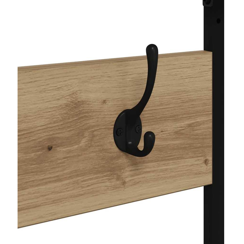 vidaXL 2 Shelf Artisan Oak Clothes Rack with Hanging Hooks Image 5