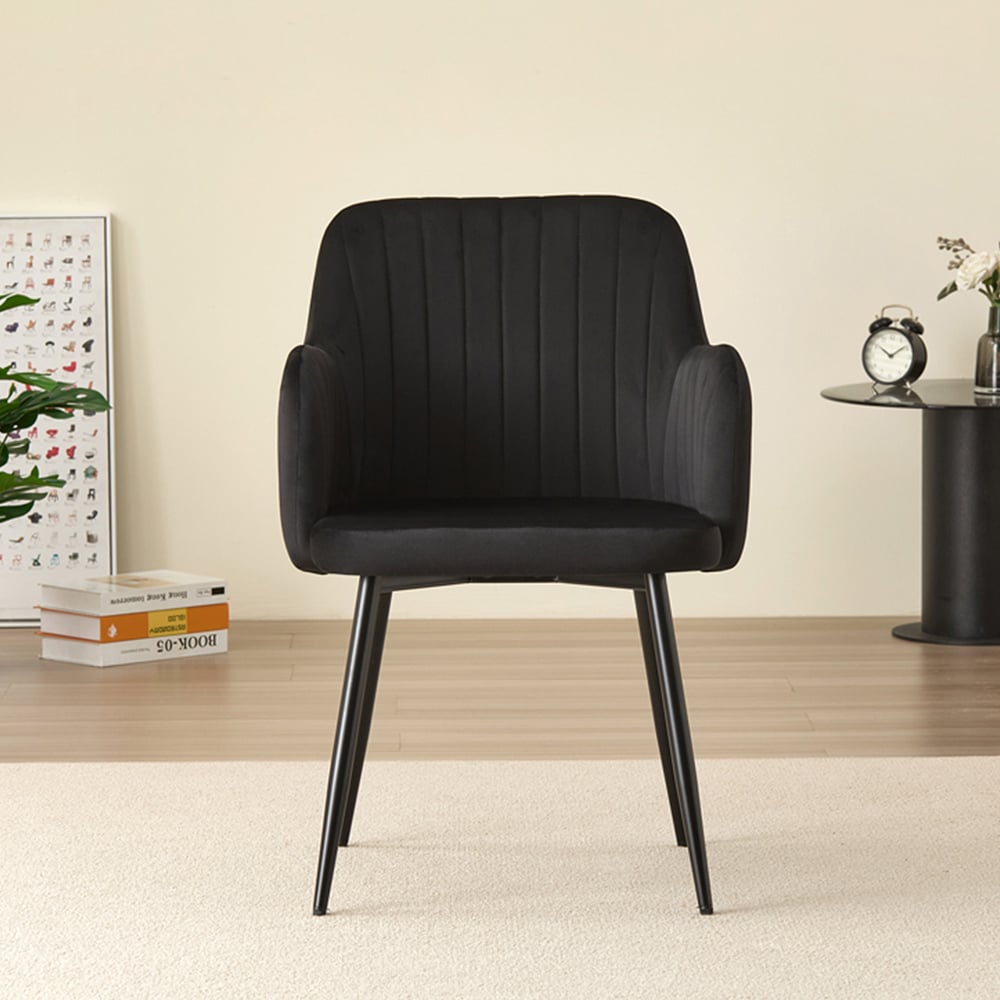 Indoor Living Charlotte Set of 2 Black Velvet Dining Chair Image 3