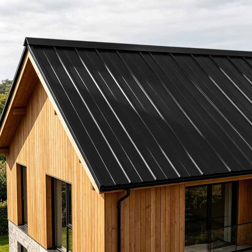Living and Home 120 x 57cm Black Galvanised Steel Roofing Sheet 12 Pack Image 2