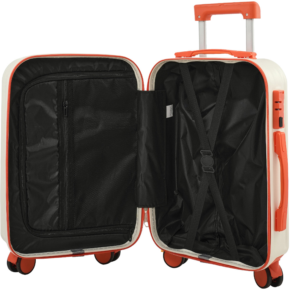 H&O Direct Orange and White ABS Hard Shell Suitcase with Cup Holder and USB Port 20 inch Image 3