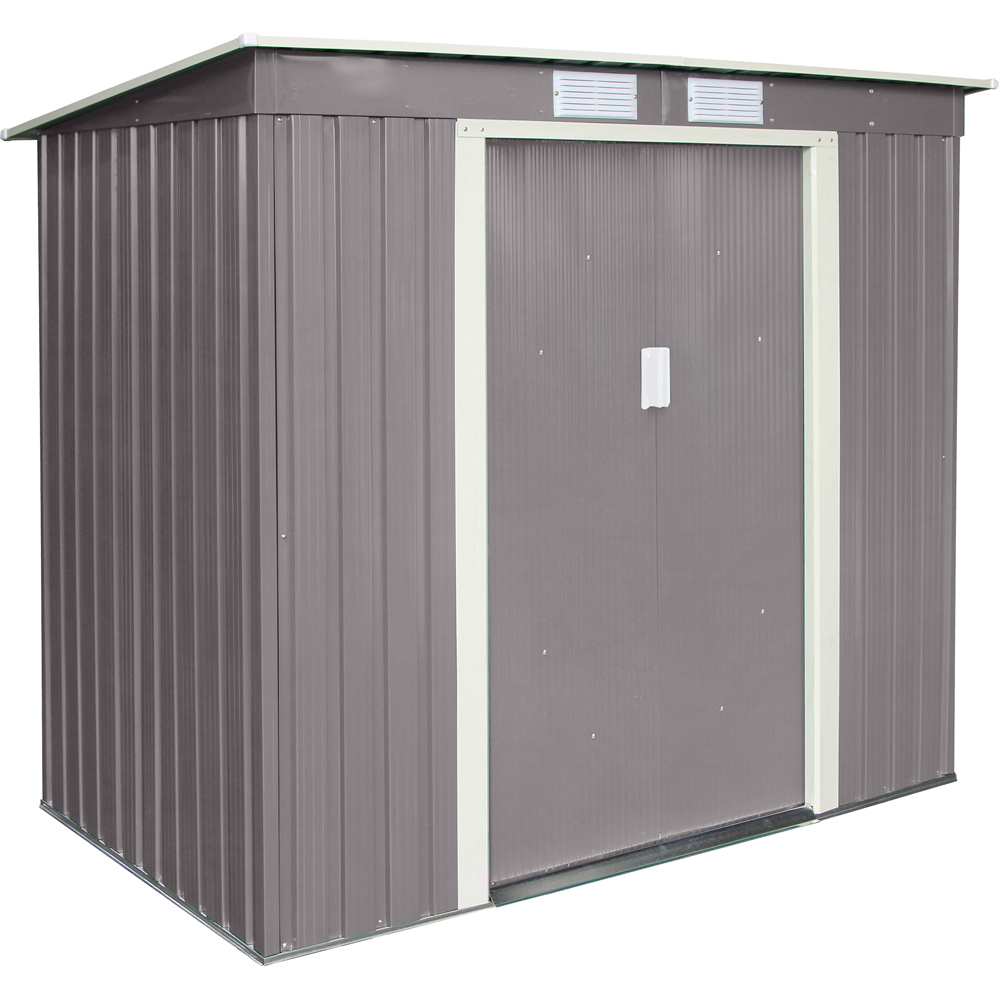 Rowlinson Trentvale Metal Pent Shed Light Grey with Foundation Kit 6 x 4ft Image 1
