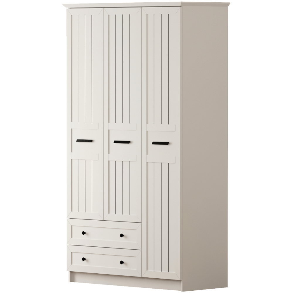 Evu VIENNA XL 3 Doors 2 Drawers White Wardrobe Image 3
