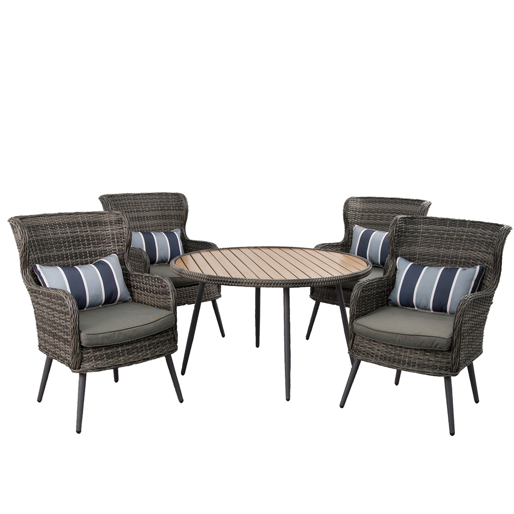 Furniture One 4 Seater Rattan Garden Dining Set Yellow Image 2
