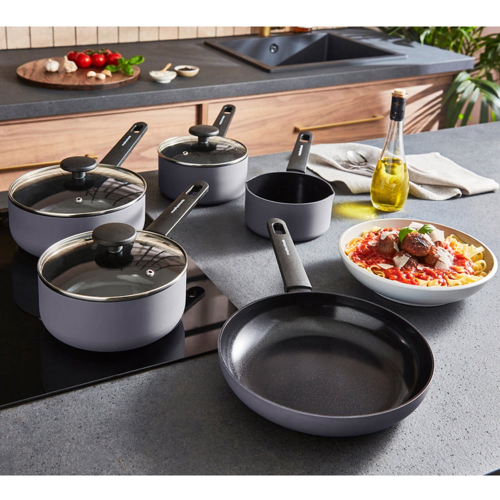 Morphy Richards Grey Recycled Aluminium 5 Piece Saucepan Set Image 2