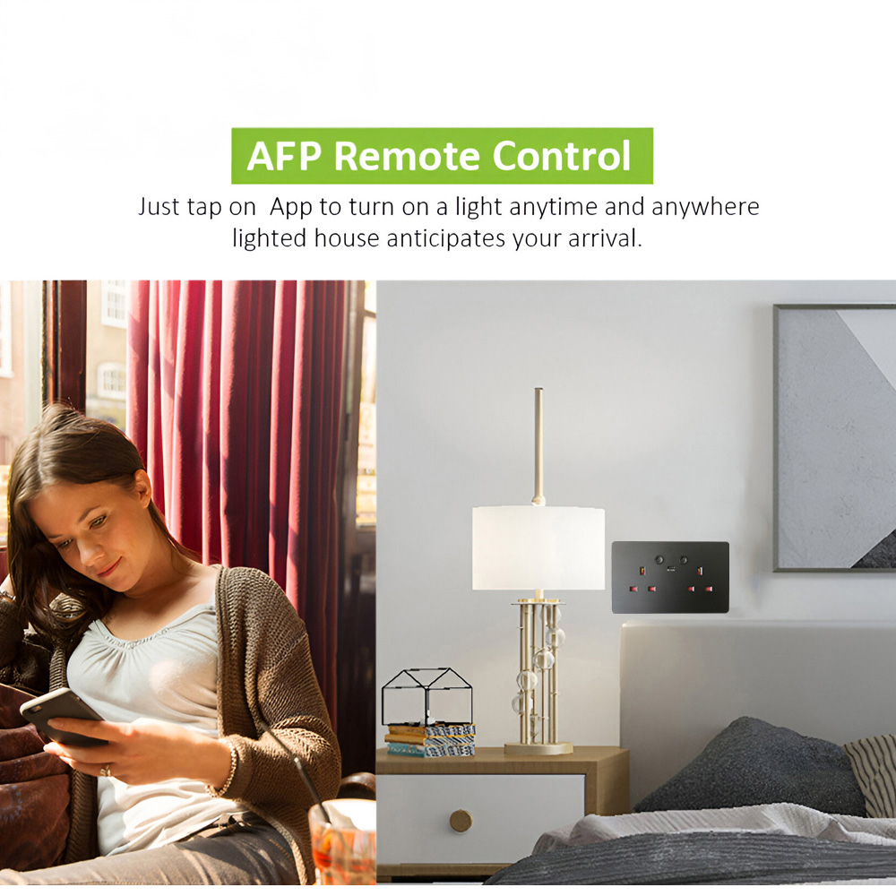 ENER-J Black Body 13A Smart Wi-Fi Twin Socket with 2.1A Micro USB Image 4