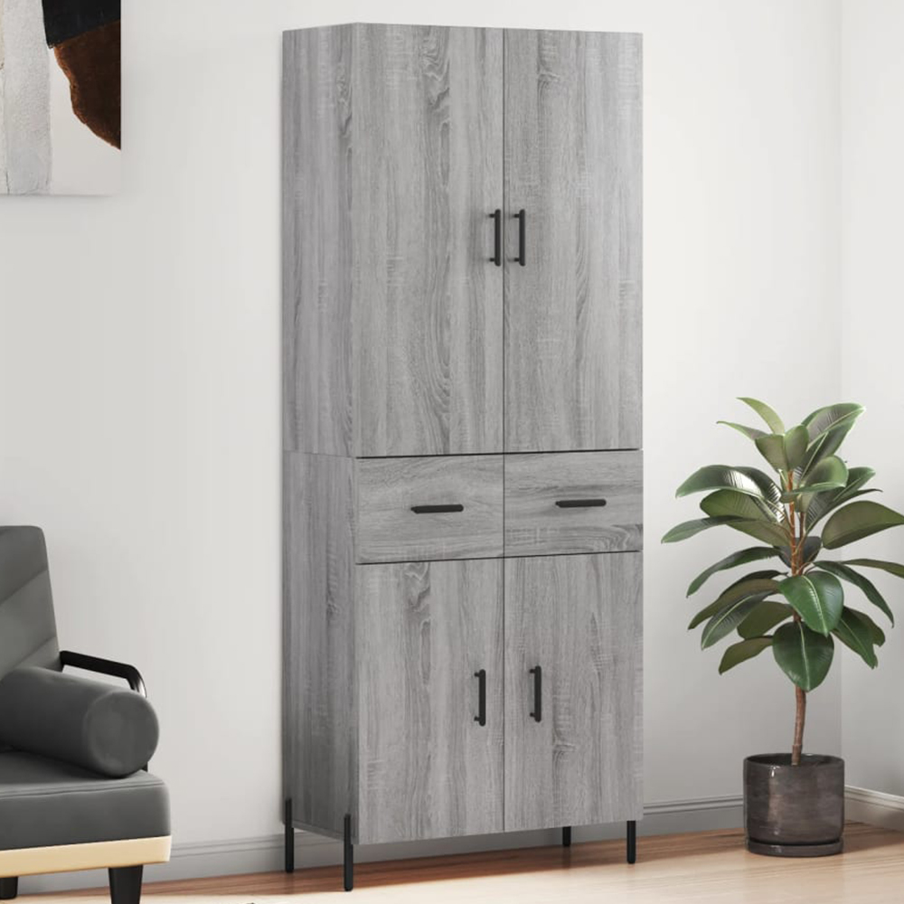 vidaXL 4 Door 2 Drawer Grey Sonoma Highboard Image 1