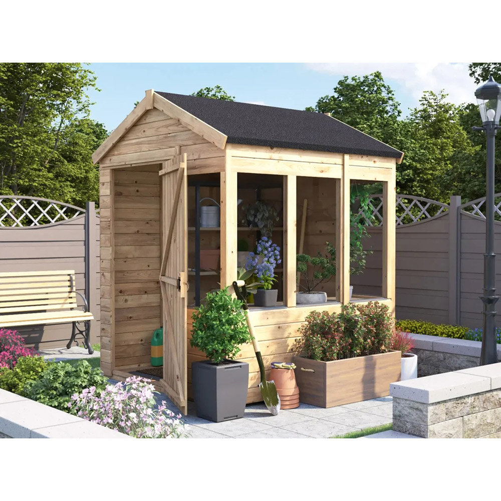 Dunster House Overlord 6 x 6ft Modular Brown Superfelt Apex Potting Shed Image 3