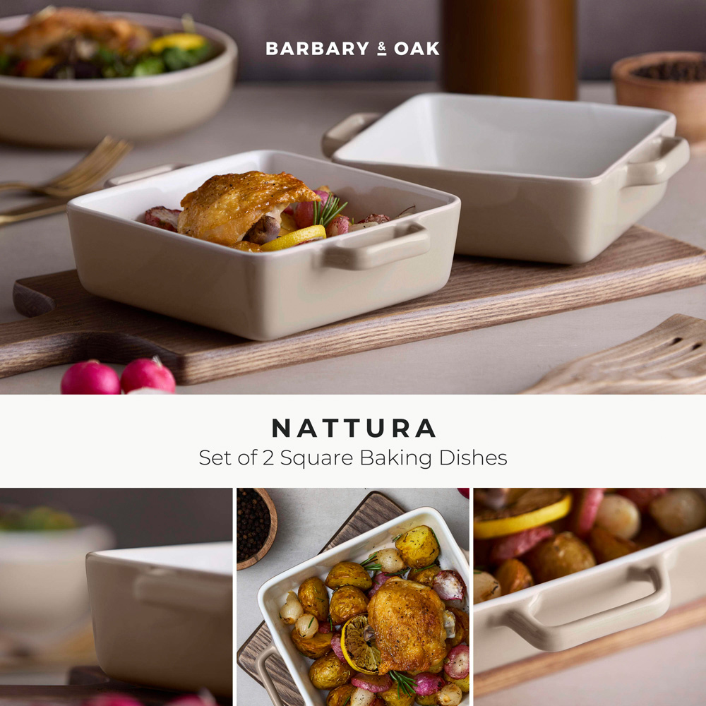Barbary & Oak Nattura 20.5cm Set of 2 Cashmere Stoneware Square Baking Dish Image 6