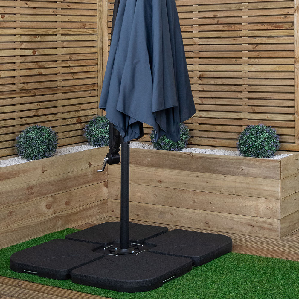 Samuel Alexander Blue Cantilever Banana Parasol with Crank Handle and Base Weights 3m Image 5