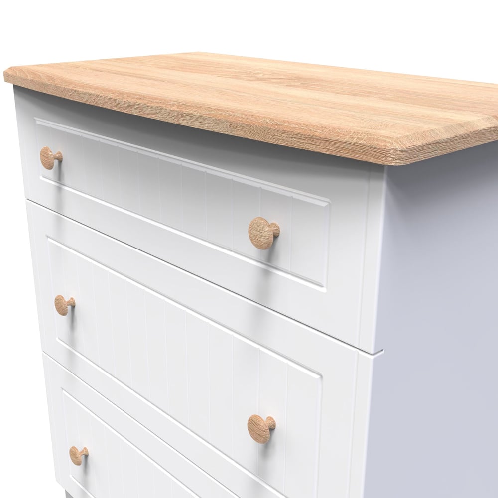 Crowndale Warwick 3 Drawer White Ash and Oak Deep Chest of Drawers Image 5