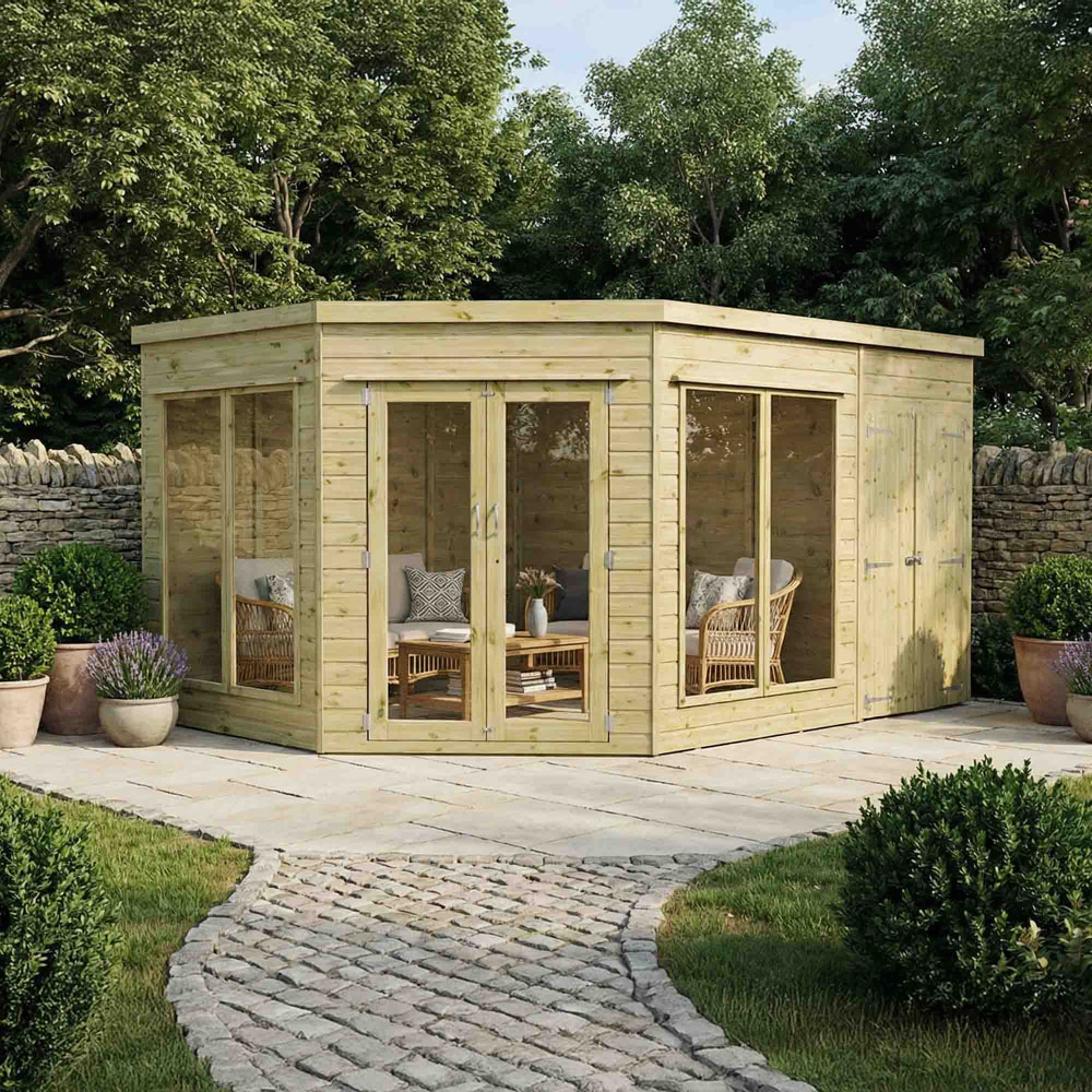 Mercia Corner Summerhouse with Side Shed 9 x 13ft Image 2