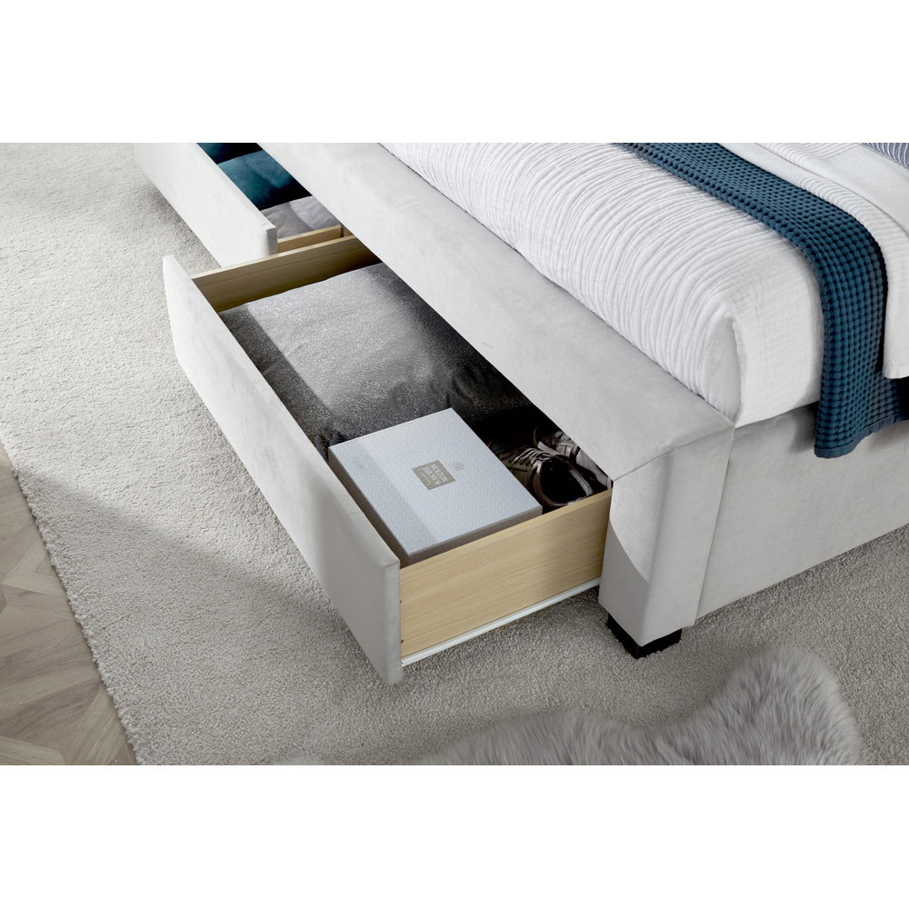 Newton King Size Grey Velvet 4 Drawer Storage Bed Frame Image 2