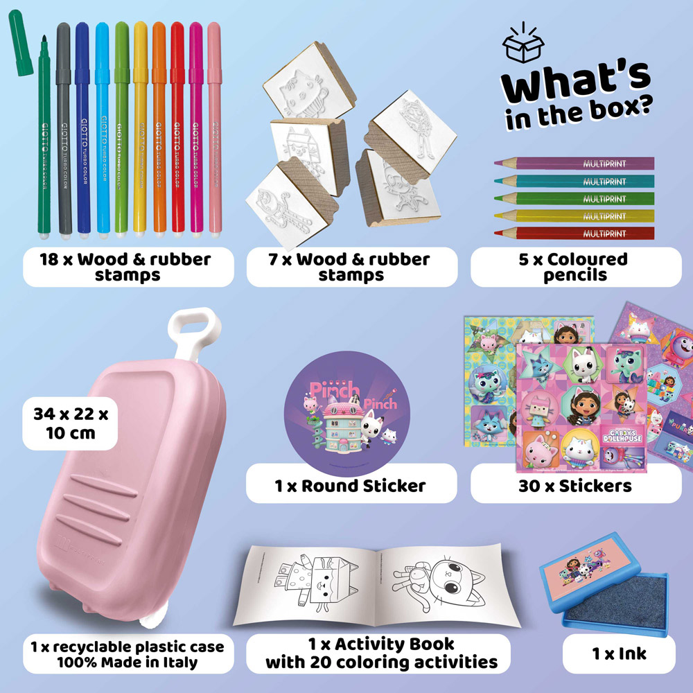 Multiprint Gabbys Dollhouse Kids Colouring and Stamp Trolley Set Image 2