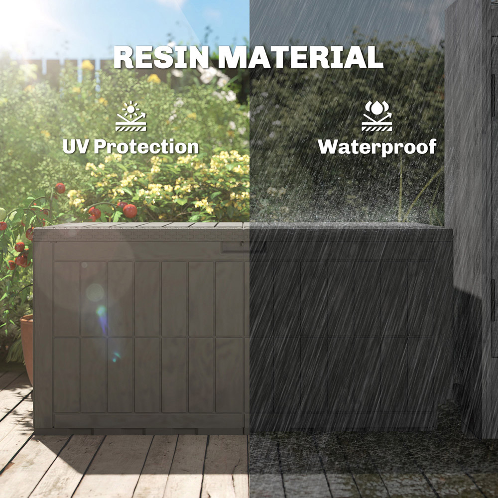 Outsunny 440L Brown Waterproof Garden Storage Box with Lockable Lid Image 6