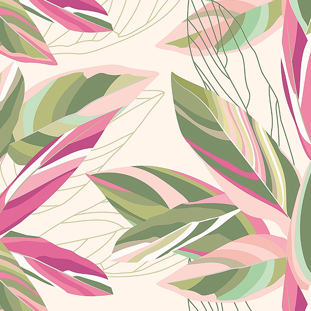 Origin Murals Botanical Calathea Leaves Pink Wall Mural Image 2