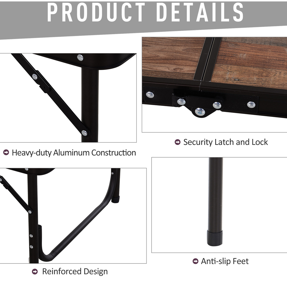 Outsunny MDF 4 Seater Height Adjustable Folding Camping Table Image 5