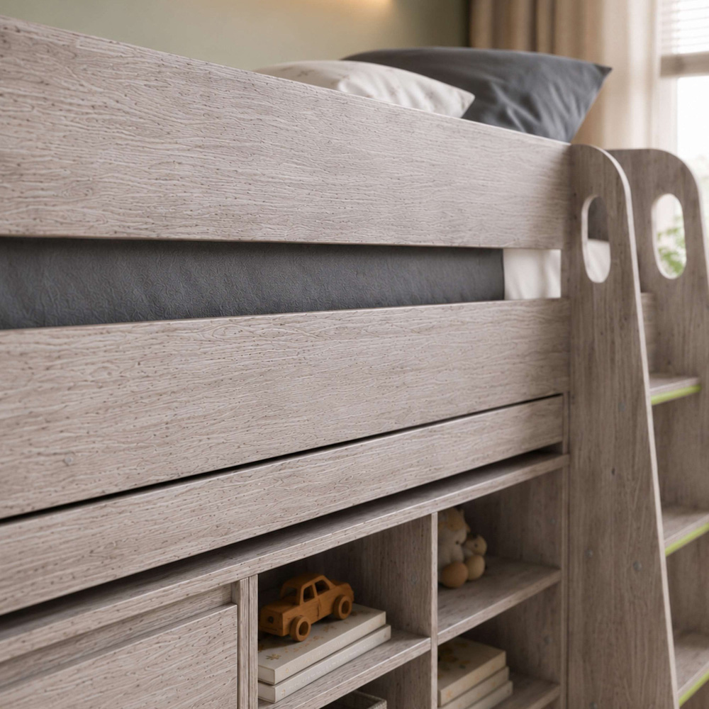 Julian Bowen Vespa Grey Oak Effect Mid Sleeper Bed with Desk Image 6
