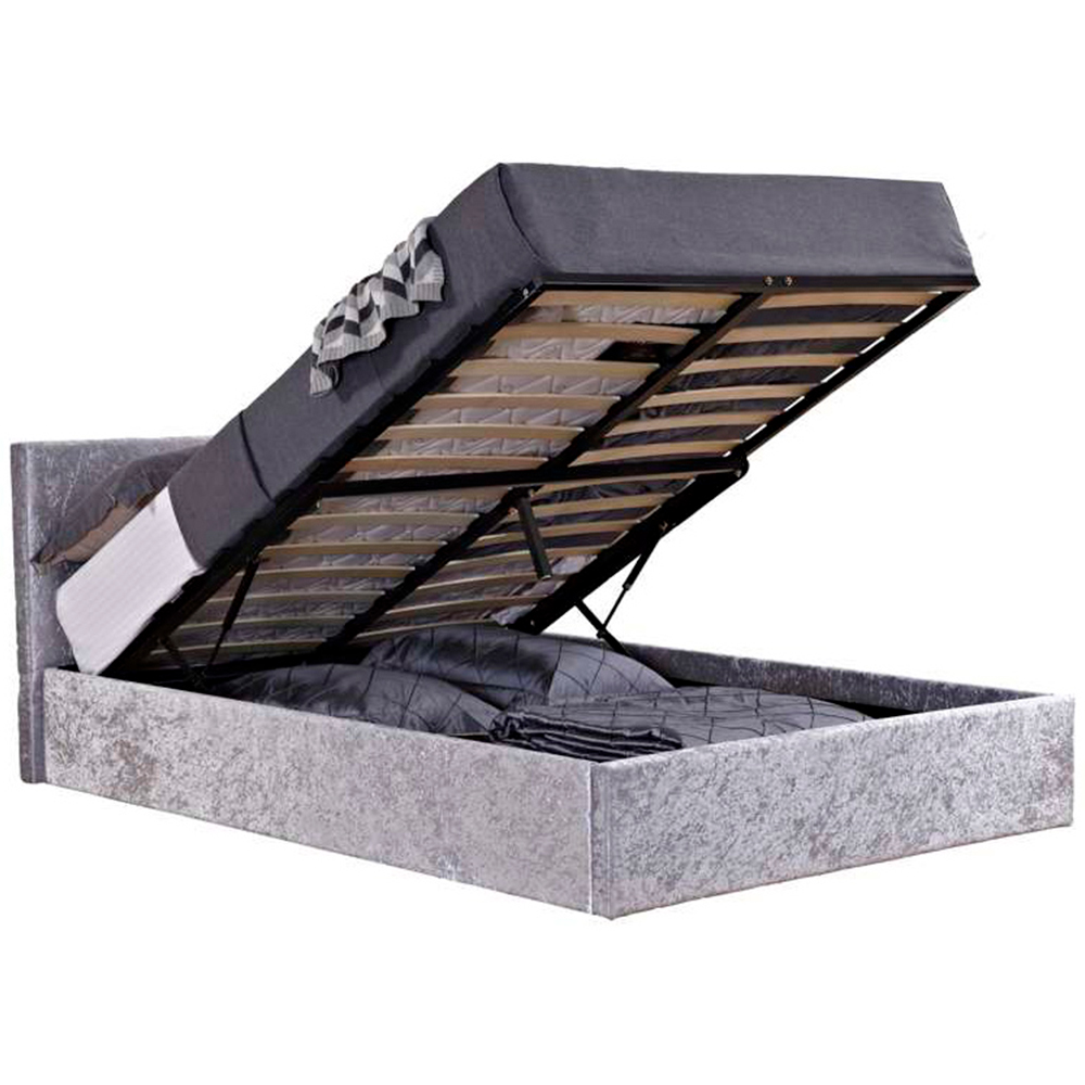 Berlin Small Double Steel Crushed Velvet Ottoman Bed Image 4