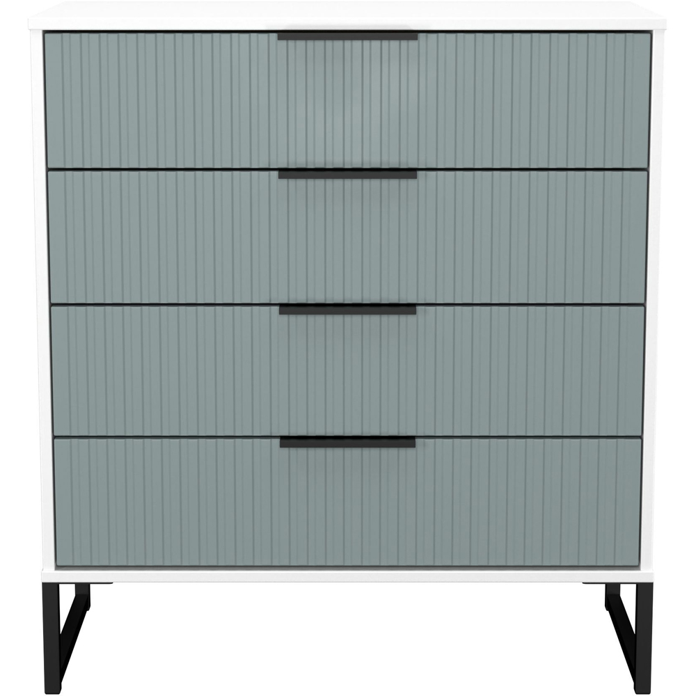 Crowndale Fluted 4 Drawer Duck and White Matt Chest of Drawers Ready Assembled Image 2