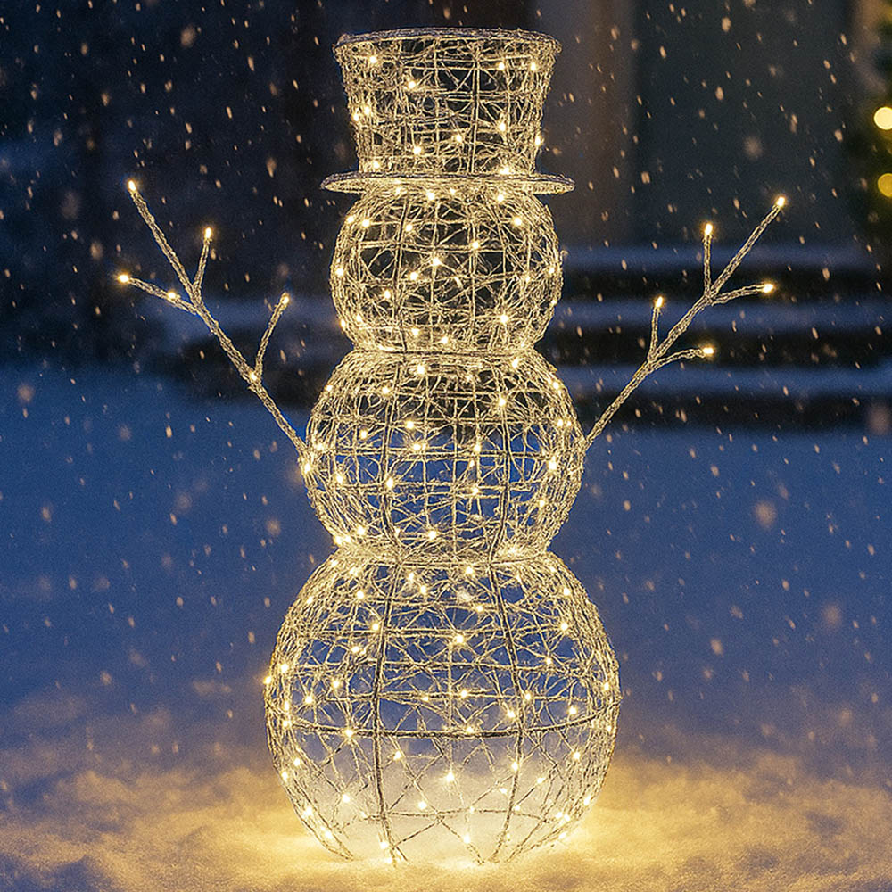 Xmas Haus Silver 330 Warm White LED Snowman 2ft Image 1