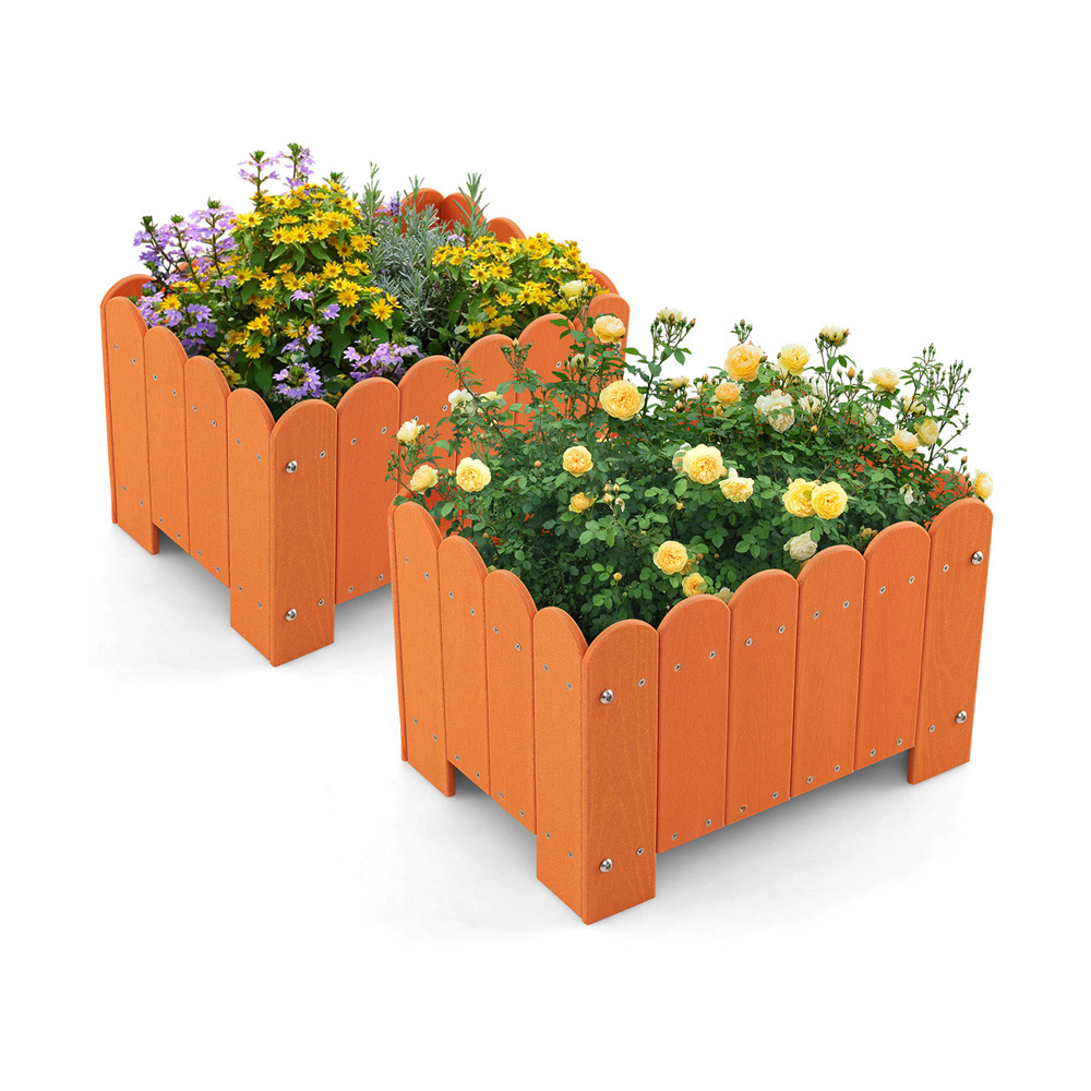 Costway Orange HDPE Rectangular Planter Box 2 Pack Image 3