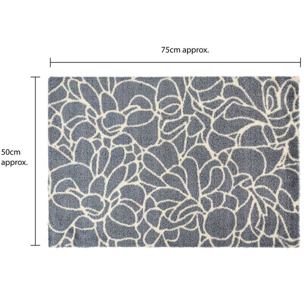 JVL Mega Grey Floral Latex Backed Door Mat and Runner Set Image 8