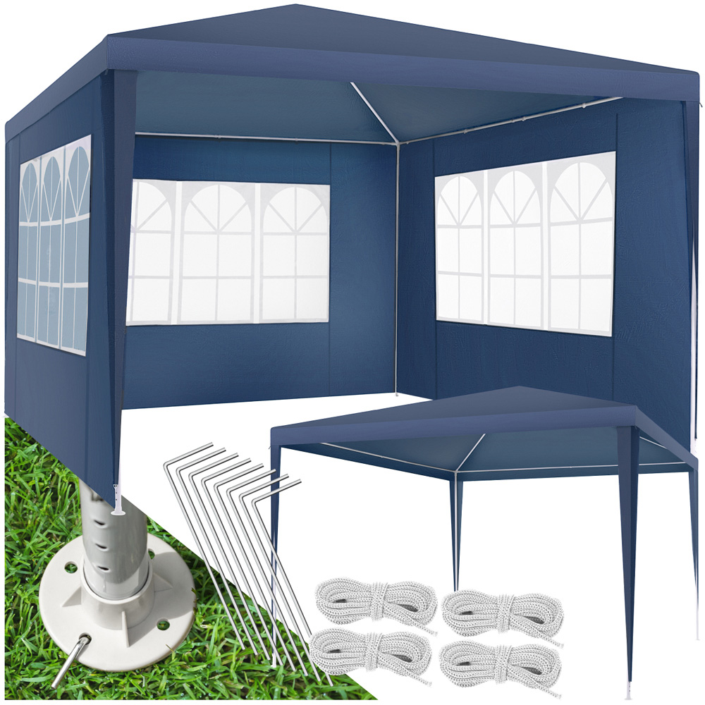 tectake Baraban Blue 3 Side Panel Gazebo Image 2