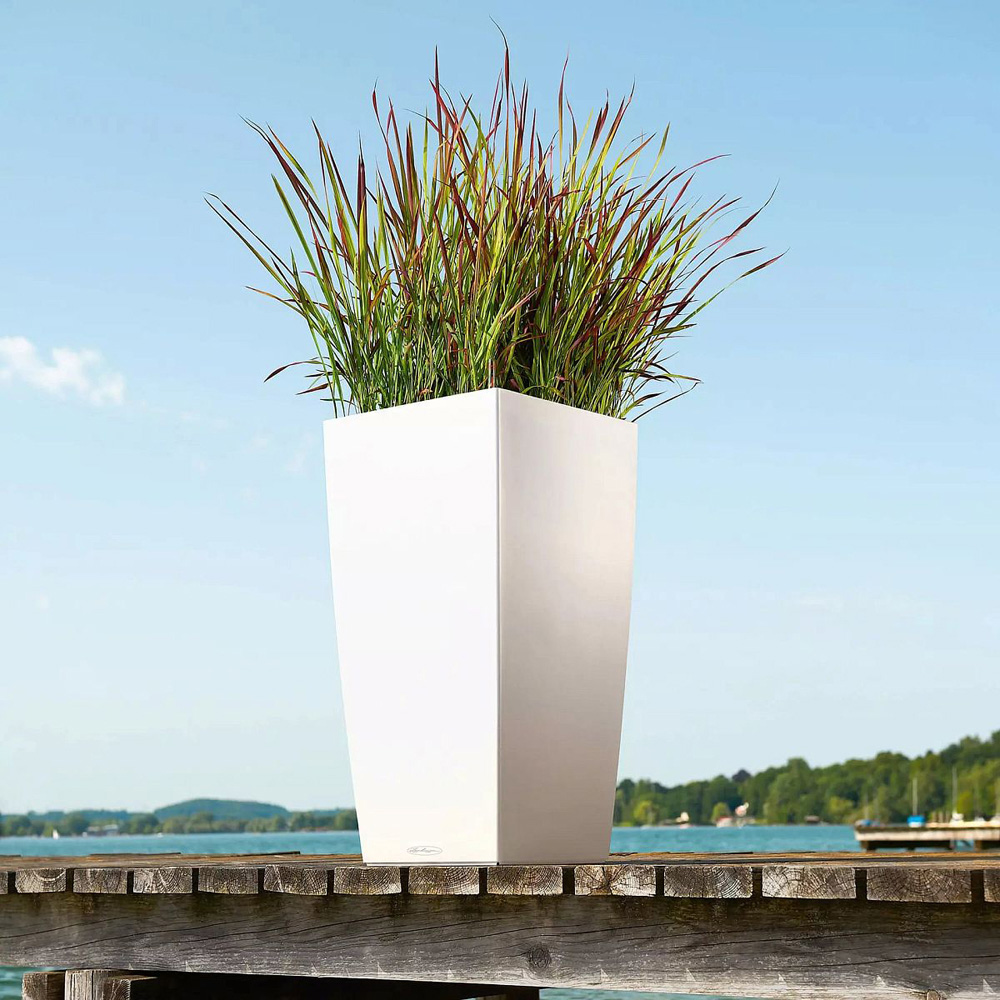 Lechuza Cubico Colour 40 White Poly-Resin Self-Watering Planter 75cm Image 2