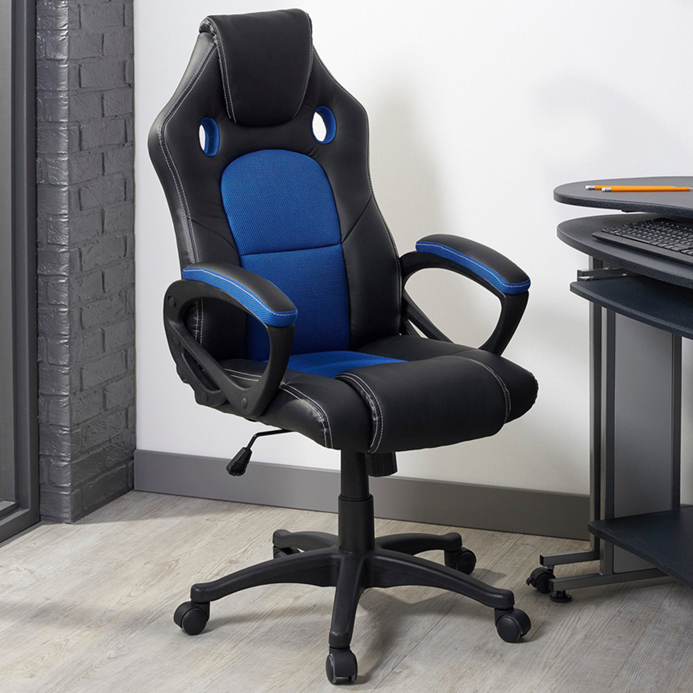 Phoenix Blue Faux Leather Swivel Office Chair Image 1