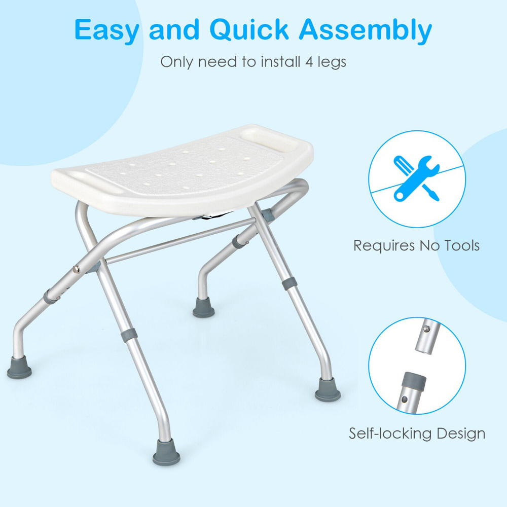 Costway Folding Portable Shower Seat with Adjustable Height Image 5