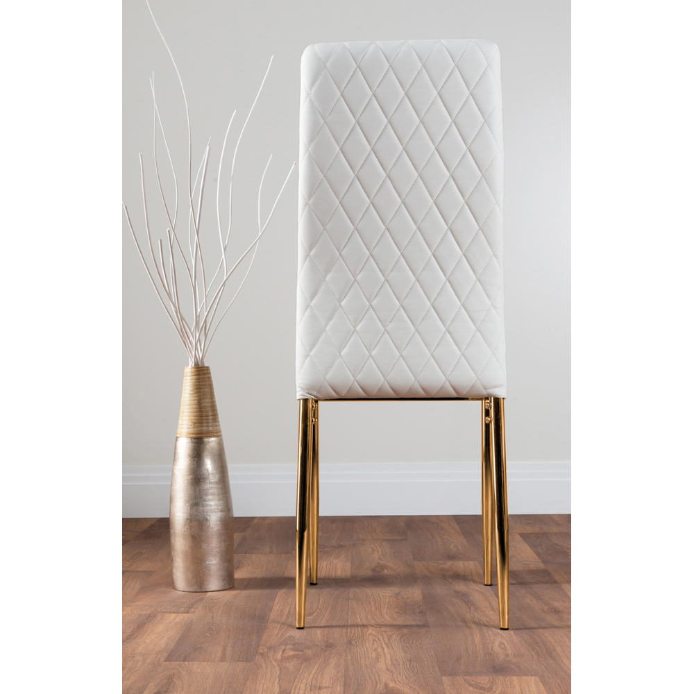 Furniturebox Valera Set of 4 White and Gold Faux Leather Dining Chair Image 4
