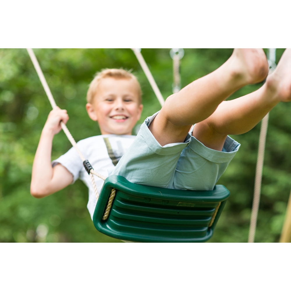 Plum Play Mangabey Kids Green Wooden Double Swing and Trapeze Set Image 2