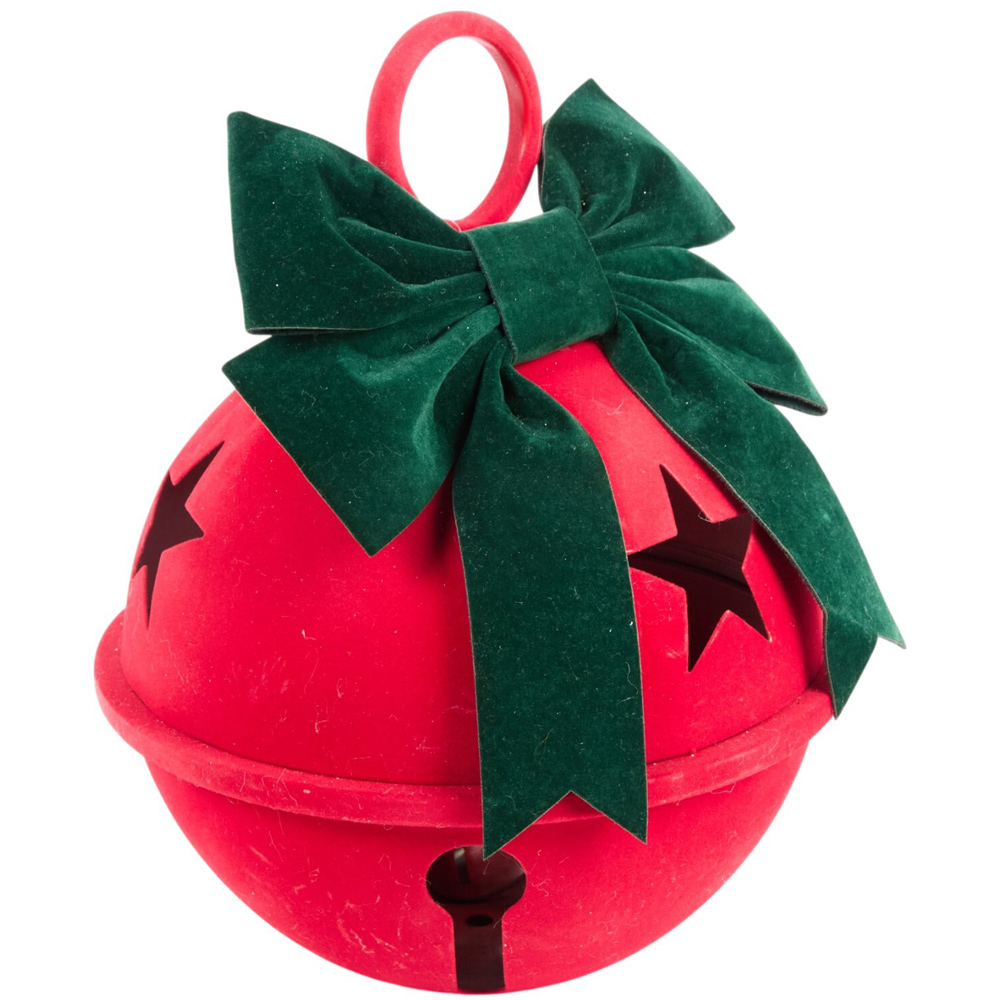 Flocked Velvet Bow Bell Decoration Image 4