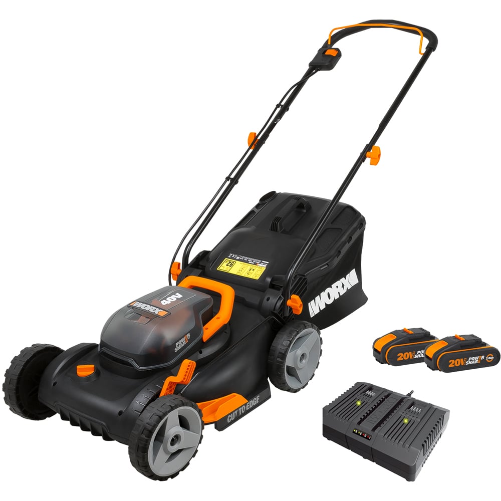 Worx WG743E.1 40V Cordless 40cm Lawn Mower with Batteries and Charger Image 1