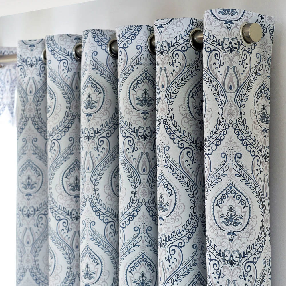 Alan Symonds Victoria Blue Room Darkening Ring Top Eyelet Curtains 168 x 183cm Image 2