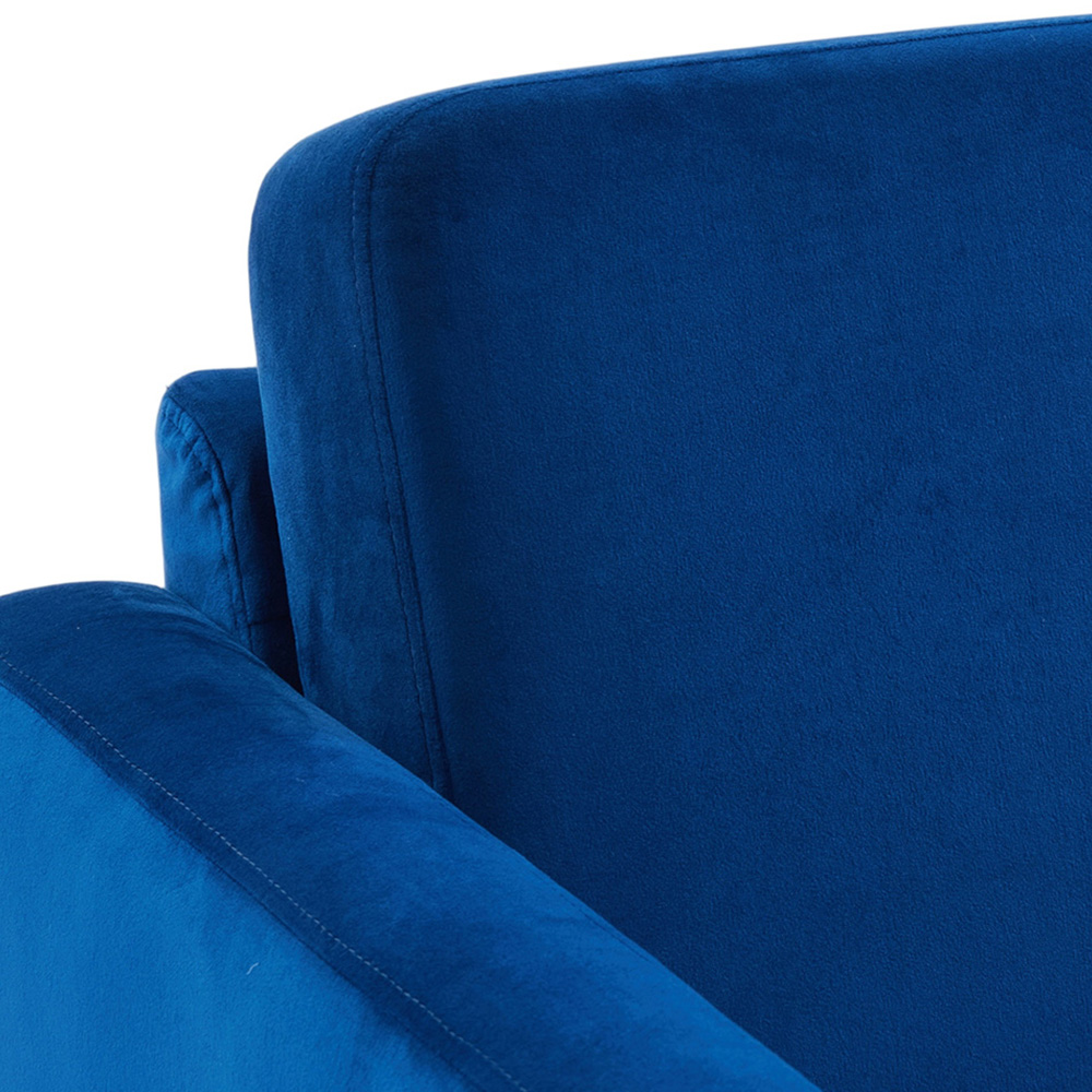 Living and Home Blue Linen Mid-Century Armchair Image 5