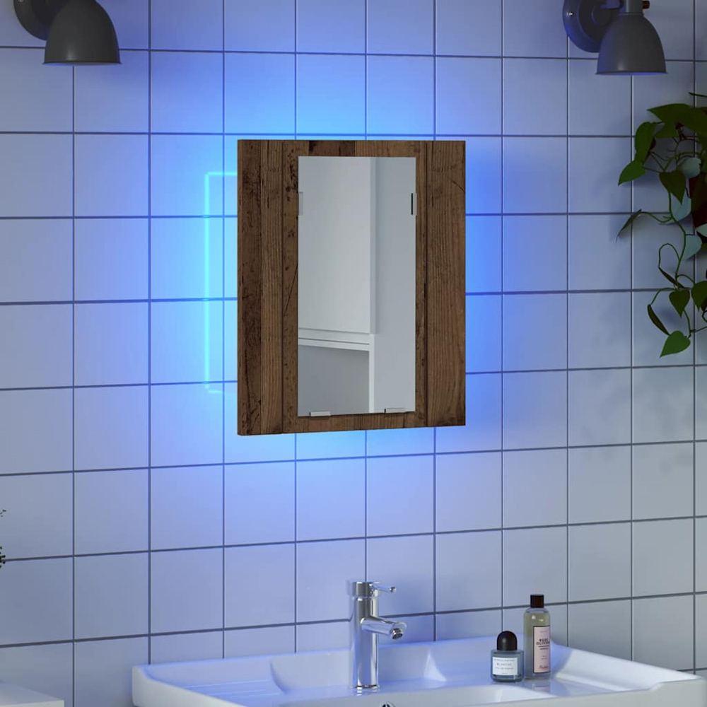 vidaXL LED Mirror Old Wood Bathroom Cabinet Image 9