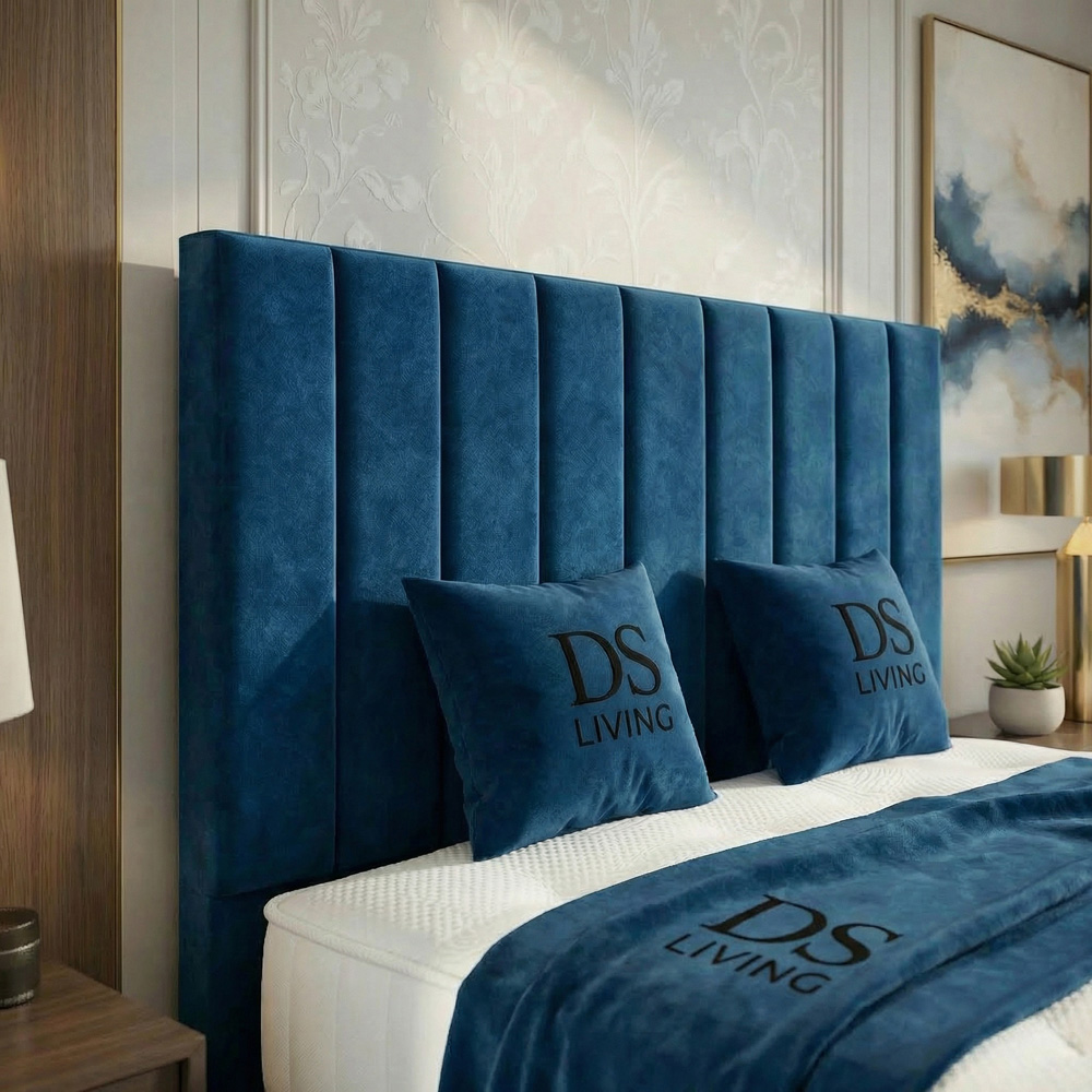 DS Living Aria Single Blue Plush Ottoman Bed Image 3