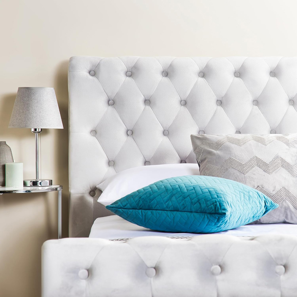 Home Treats King Size Grey Brushed Velvet Ottoman Bed Image 5