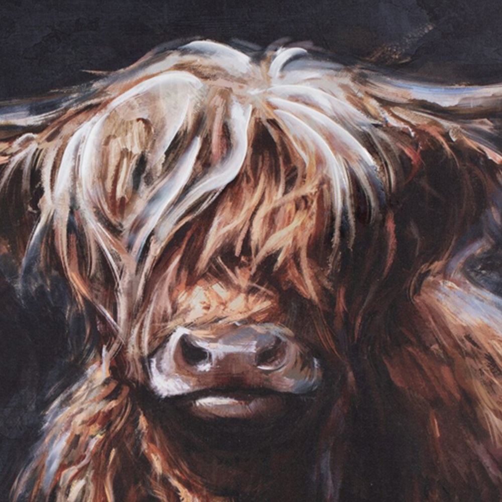 Black Rusty the Highland Cow Framed Art Canvas 60 x 90cm Image 2