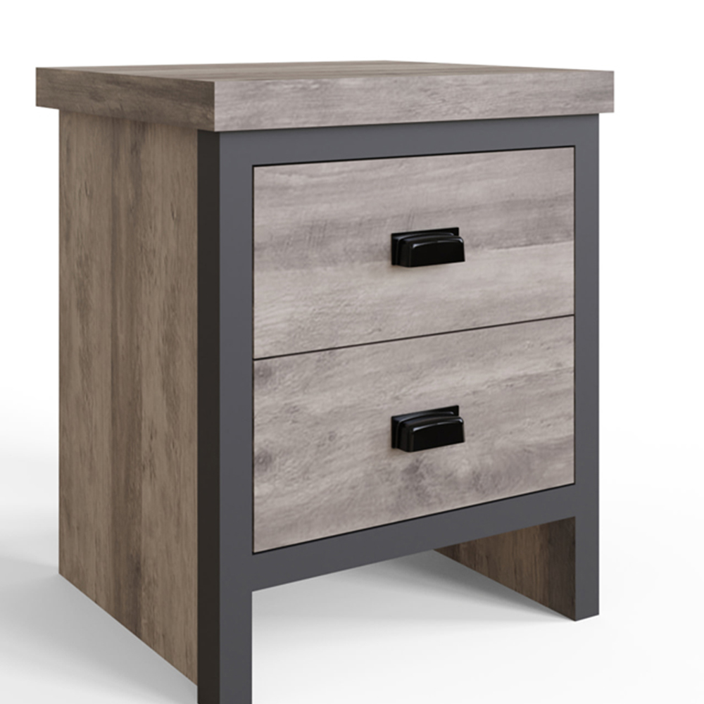 GFW Boston 2 Drawer Grey Bedside Table Image 2