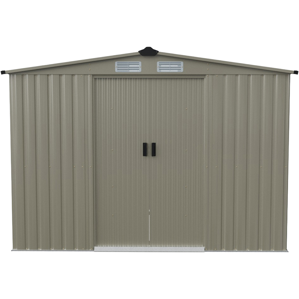 Living and Home 8 x 8ft Grey Metal Apex Garden Storage Shed with Foundation Image 2
