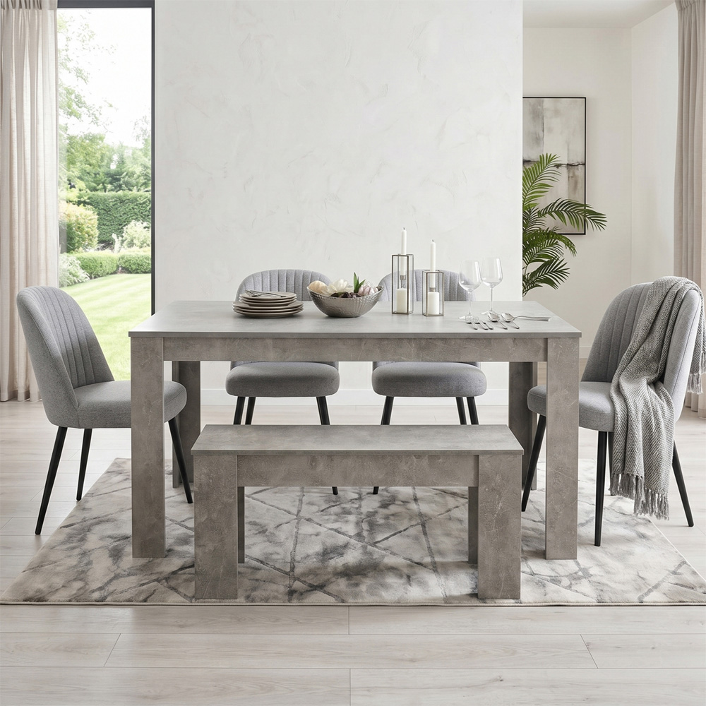 Kosy Koala 6 Seater Dining Bench Set Grey and Stone Grey Image 2