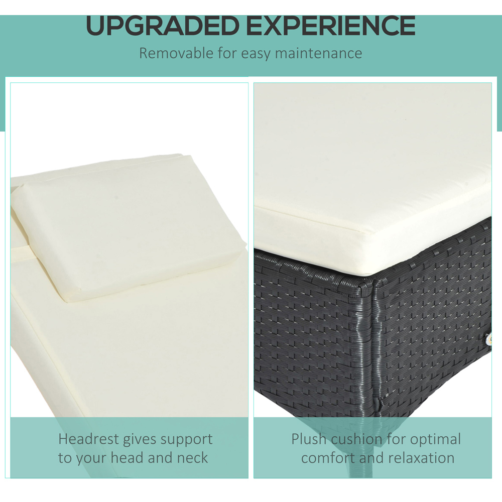 Outsunny Black Rattan Recliner Sun Lounger Image 5