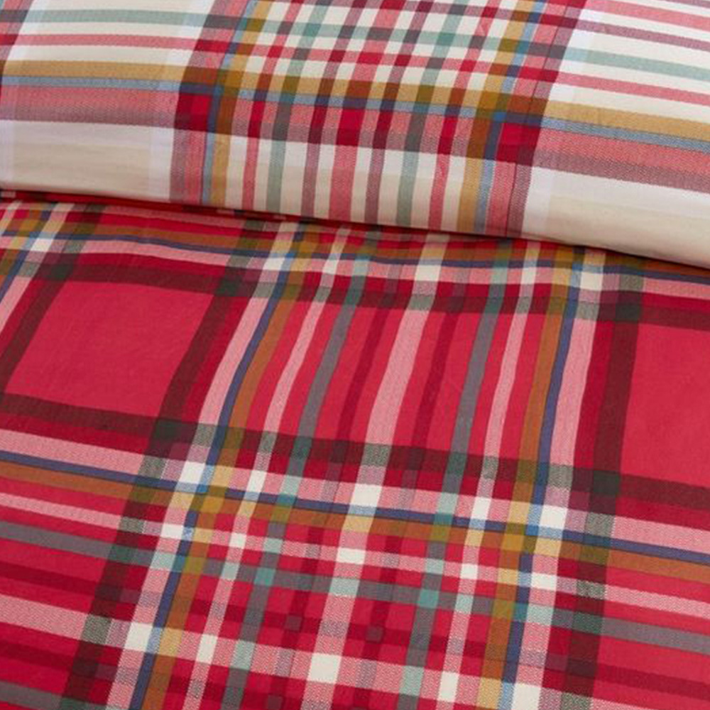 Serene Cameron Checks King Size Microfibre Fabric Reversible Duvet Cover Set Image 3