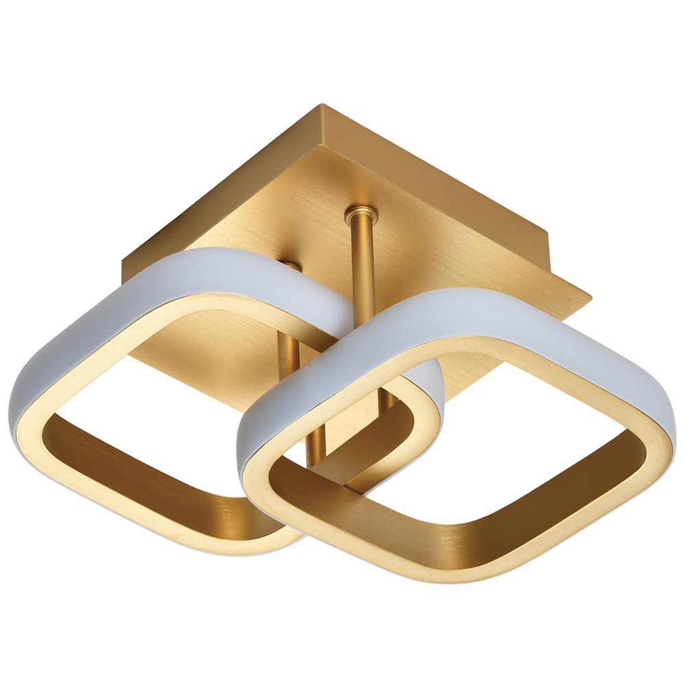 Happy Homewares Brushed Gold Double Head LED Ceiling Light Fitting Image 1